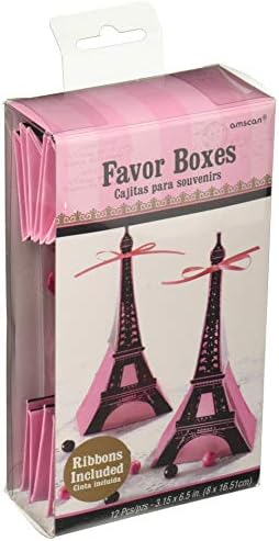 Chic Black Pink Eiffel Tower Favor Boxes - Pack of 12