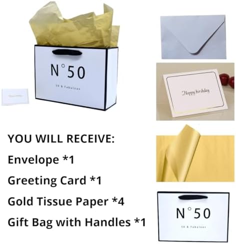 JUNESHE 50th Birthday Gift Bag for Men Women