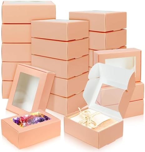 BadenBach 50 Pack Mini Kraft Gift Boxes with Clear Windows