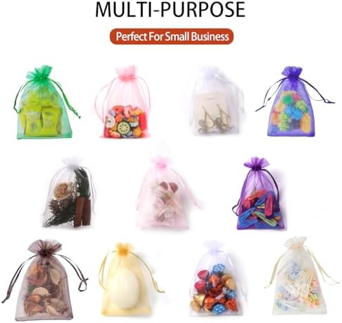 100PCS Multicolor Organza Bags 4x6 Inches Drawstring