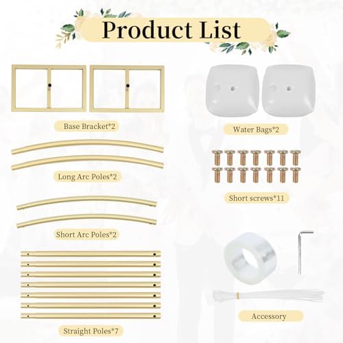Gold Balloon Arch Stand Kit - 6FT and 8FT