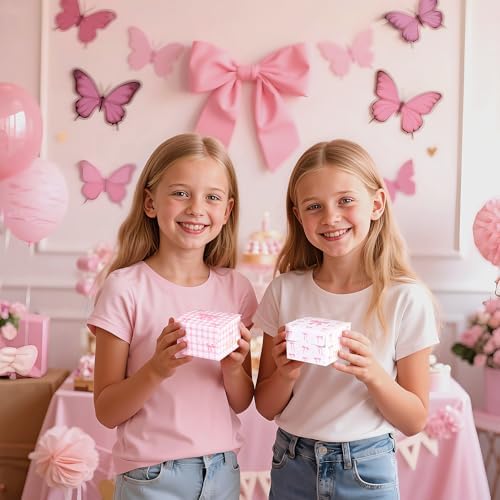 Glavatrix 50pcs Mini Pink Bow Candy Gift Boxes