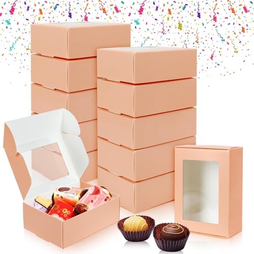 BadenBach 50 Pack Mini Kraft Gift Boxes with Clear Windows