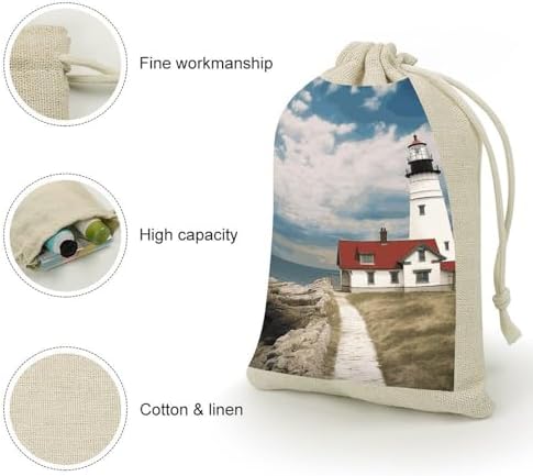 LLUTSNTH 8-Pack Lighthouse Backdrop Drawstring Gift Bags