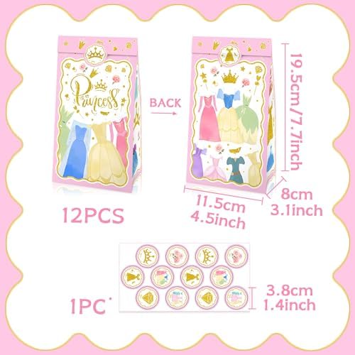 Princess Theme Gift Bags with Handles 12PCS