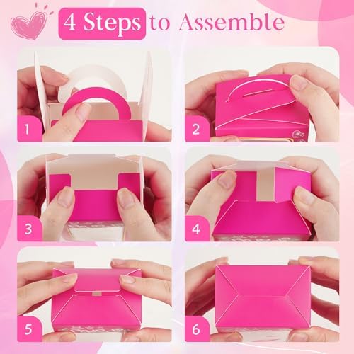 14PCS Pink Girls Party Favor Boxes with Stars and Dolls