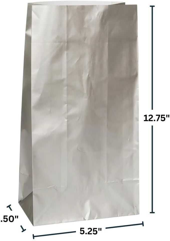 Sparkling Silver Metallic Paper Party Bags Pack of 10