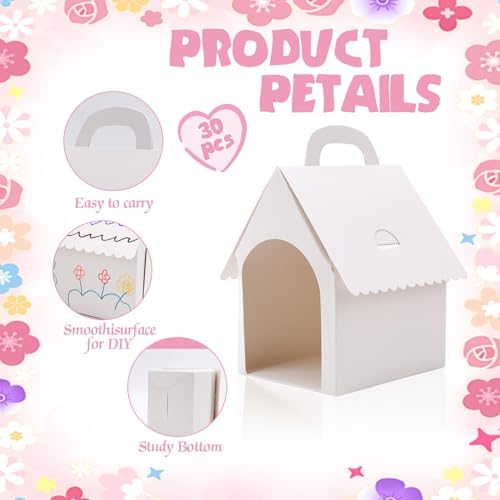 30 Pcs White Dog House Treat Gift Boxes for Parties