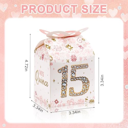 Qonmpcvu 50PCS 15th Birthday Gift Boxes Rose Gold Decor