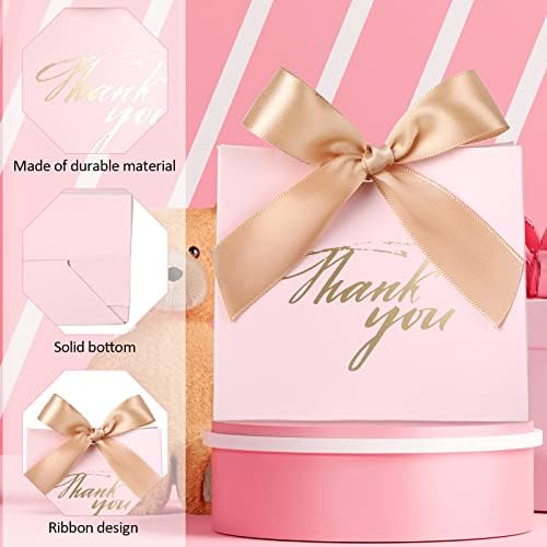 Yahenda 50 Pcs Pink Candy Gift Bags with Bow Ribbon