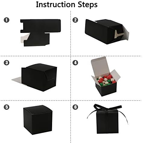 COTOPHER 60pcs Black Gift Boxes with Ribbons