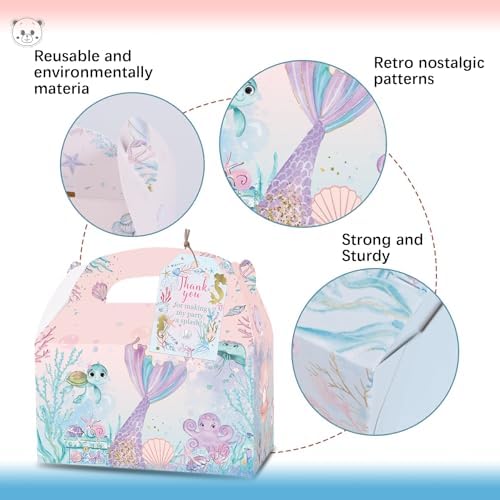 Karaqy Pink Under The Sea Party Favor Boxes 12 Pcs