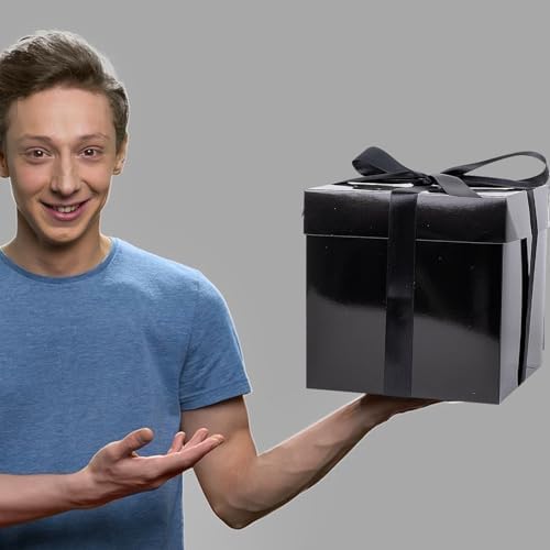 Jaywayang 5 Pack Black Gift Boxes with Lids Ribbons Tissue Papers