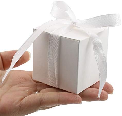 KPOSIYA 70 Pack Gift Boxes 2x2x2 Inch White with Ribbons