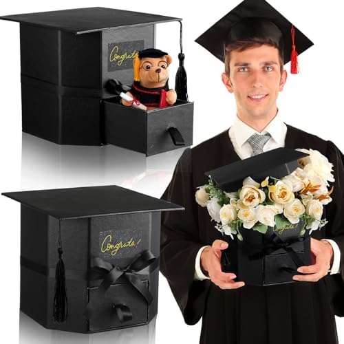 Chunful 3 Pcs Graduation Cap Gift Boxes with Drawer