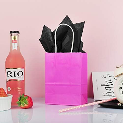AWELL Mini Hot Pink Paper Gift Bag with Handle Pack of 24