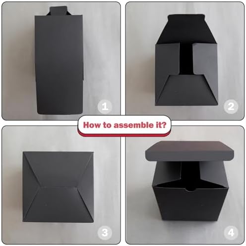 SHIPKEY 10 Pcs Black Cardboard Gift Boxes with Lids
