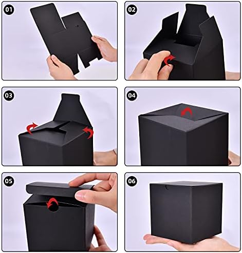 NIGNYA 50 Pack Black Gift Boxes 3x3x3 Inch