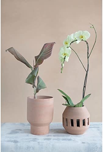 Creative Co Op Handmade Terra Cotta Planter with Cut Outs