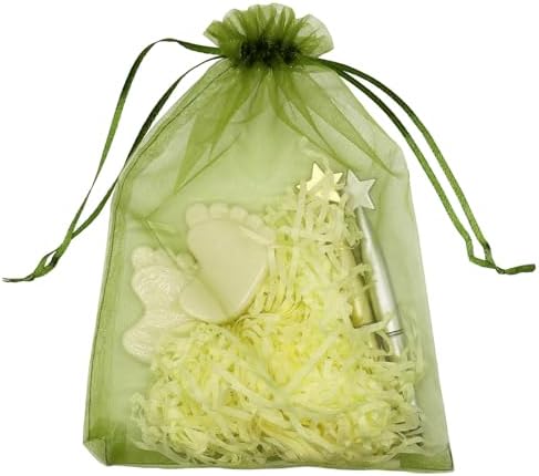 100pcs Organza Pouch Bags with Drawstring Moss Green