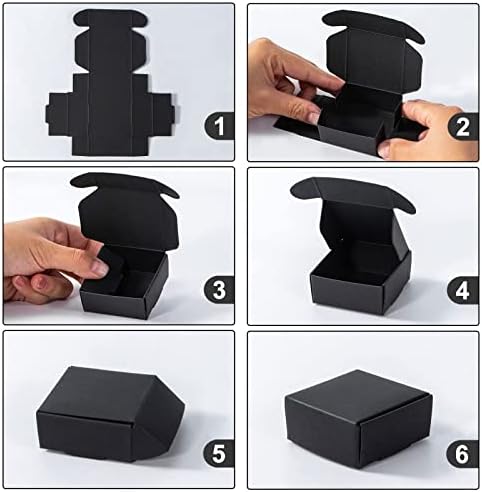 Nignya 100 Pcs Black Mini Gift Boxes Square Kraft Paper Favor Boxes