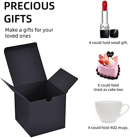 NIGNYA 50 Pack Black Gift Boxes 3x3x3 Inch