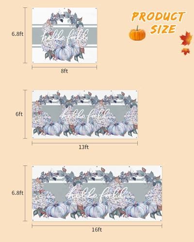 Thanksgiving Pumpkin Floral Garland Garage Door Cover 7x8ft