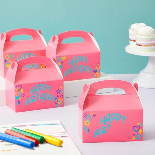 BLUE PANDA 24 Pack Pink Gable Boxes for Parties