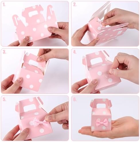 VGOODALL 30PCS Party Favor Boxes Pink Polka Dot Small Treat Bags