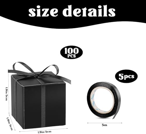 Adecortalk 100Pcs Black Gift Boxes with Ribbons
