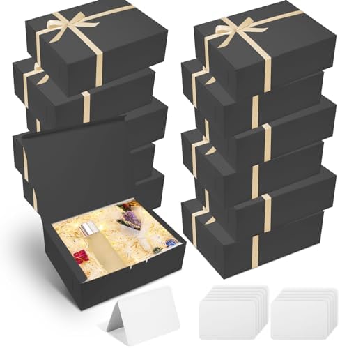 12 Piece Black Gift Box with Lid and Ribbon