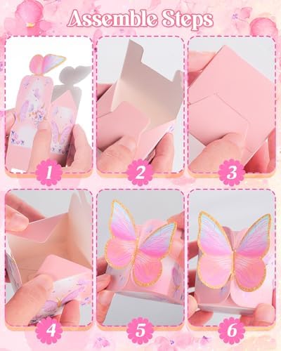 Liobelon 48 Pcs Mini Butterfly Gift Boxes for Parties