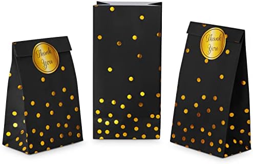 ROYAL BLUEBONNET Black Gold Party Favor Bags and Stickers