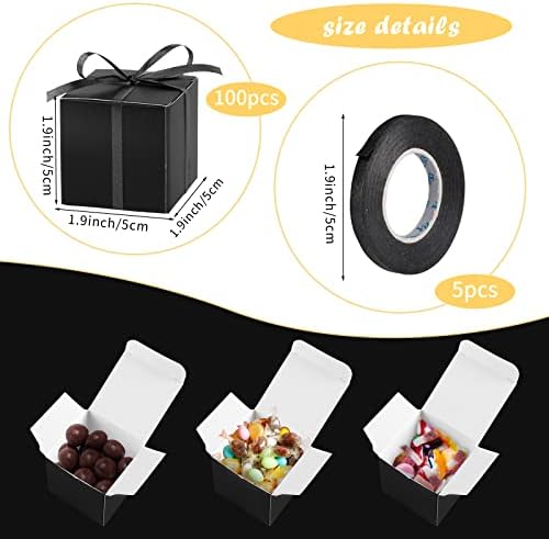 Hooqict 100pc Black Gift Boxes with Ribbons