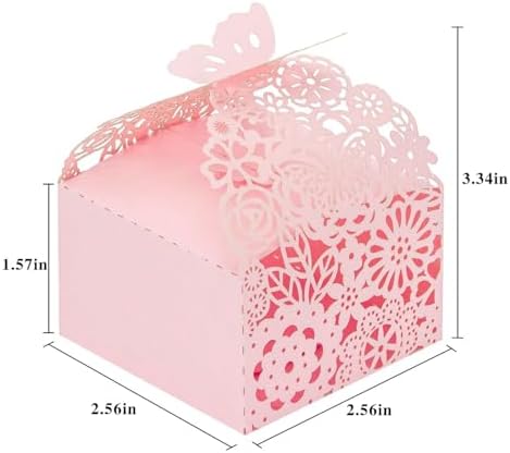 50pcs Pink Laser Cut Butterfly Favor Boxes