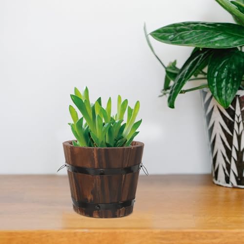 BESPORTBLE Rustic Wooden Barrel Planters 4pcs