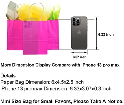 AWELL Mini Hot Pink Paper Gift Bag with Handle Pack of 24