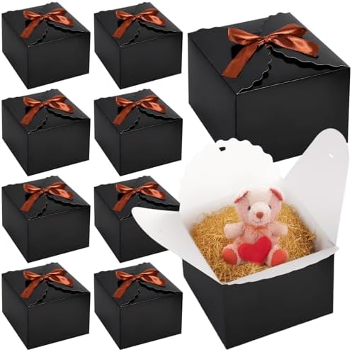 VGOODALL 10PCS Black Gift Boxes with Ribbons