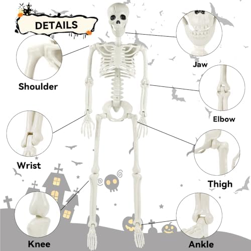 YUJUN 3ft Halloween Skeleton Decorations with Movable Joints