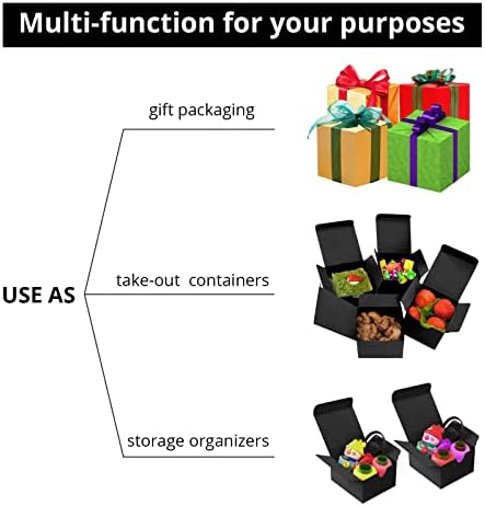 Small Black Gift Boxes 4x4x3 Inches 50 Pack Matte Black Kraft