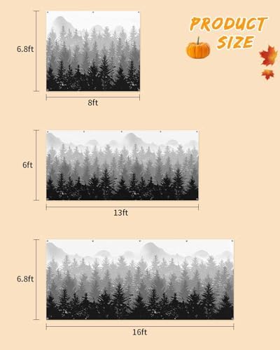 IDOWMAT Black Gray Gradient Trees Garage Door Cover 7x8ft