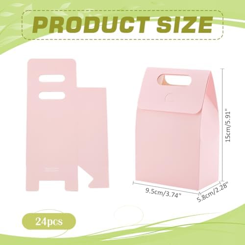 PH PandaHall 24 Pack Pink Gift Boxes with Handles
