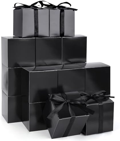 VGOODALL 50PCS Black Kraft Gift Boxes with Ribbon