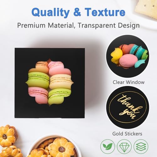 Shallive 4-Inch Cookie Boxes 25 Pcs Black Gift Box
