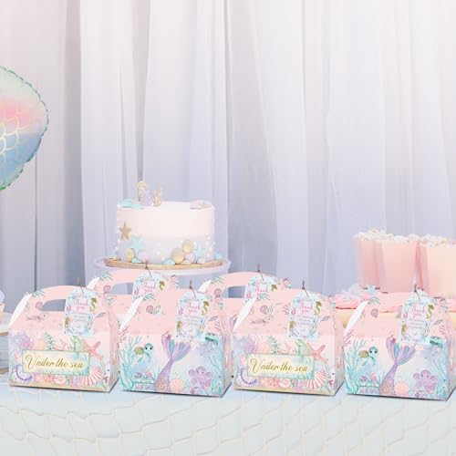 Karaqy Pink Under The Sea Party Favor Boxes 12 Pcs