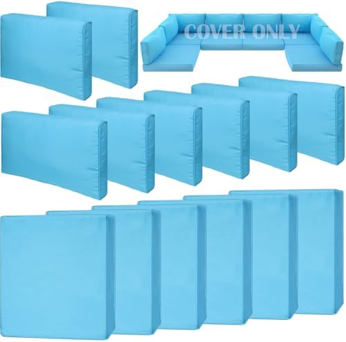 14 Piece Waterproof Patio Cushion Covers for 6-Seat Wicker Sectional Couch