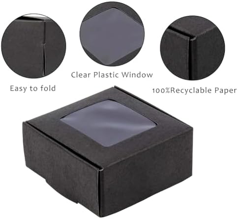 BENECREAT 100-Pack Kraft Gift Boxes with Clear Window