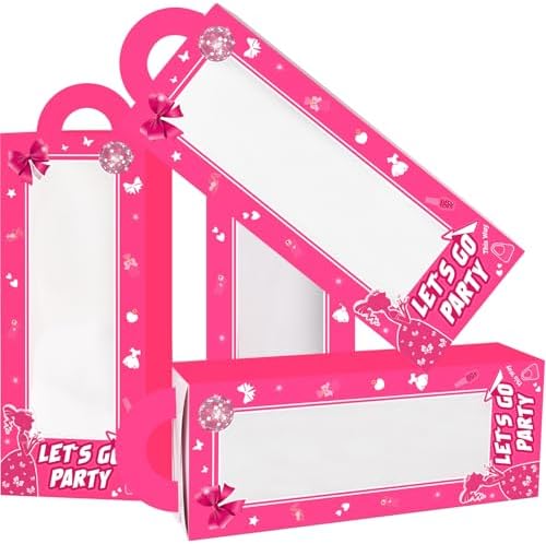 20 Pack Hot Pink Party Favor Boxes with Handles