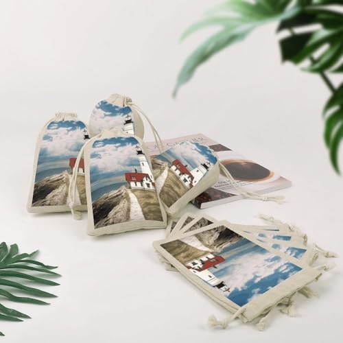 LLUTSNTH 8-Pack Lighthouse Backdrop Drawstring Gift Bags