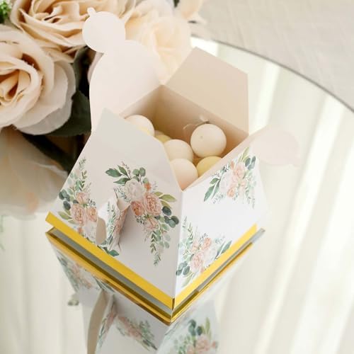 Efavormart 25 Pack Pink Peony Mini Teapot Gift Boxes with Gold Edge